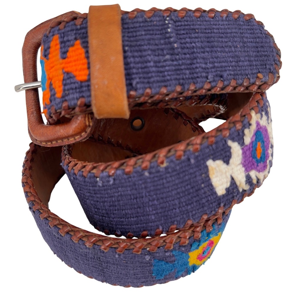 Men's 30 Handmade Guatemalan Belt Woven Textile Leather Boho Southwestern Unisex